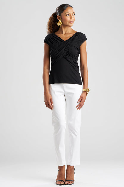 Feather Lightweight Knit Criss Cross Top Black