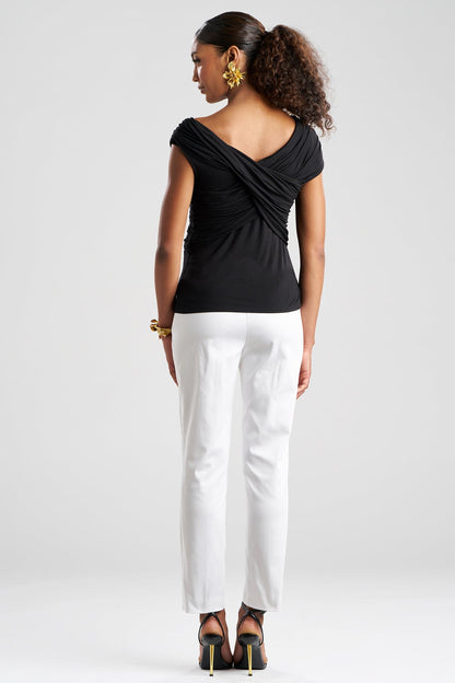 Feather Lightweight Knit Criss Cross Top Black