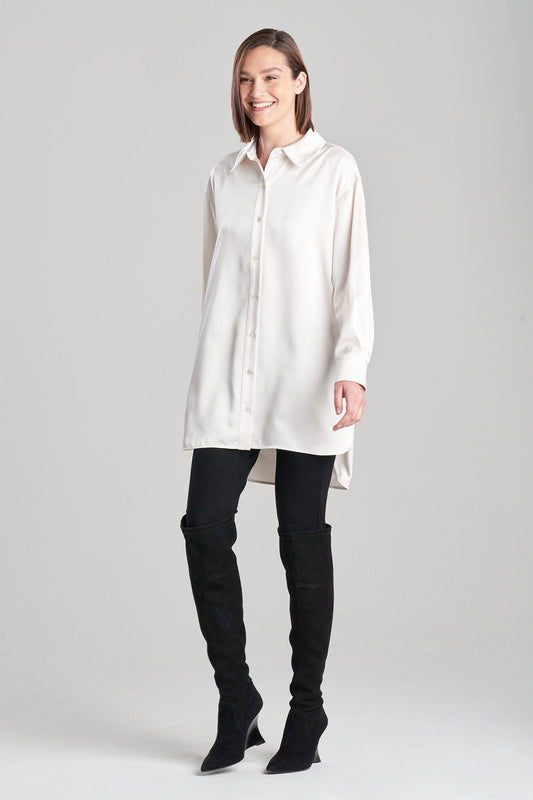 Buy Luxe Charmeuse Shirt in Warm White Online Warm White