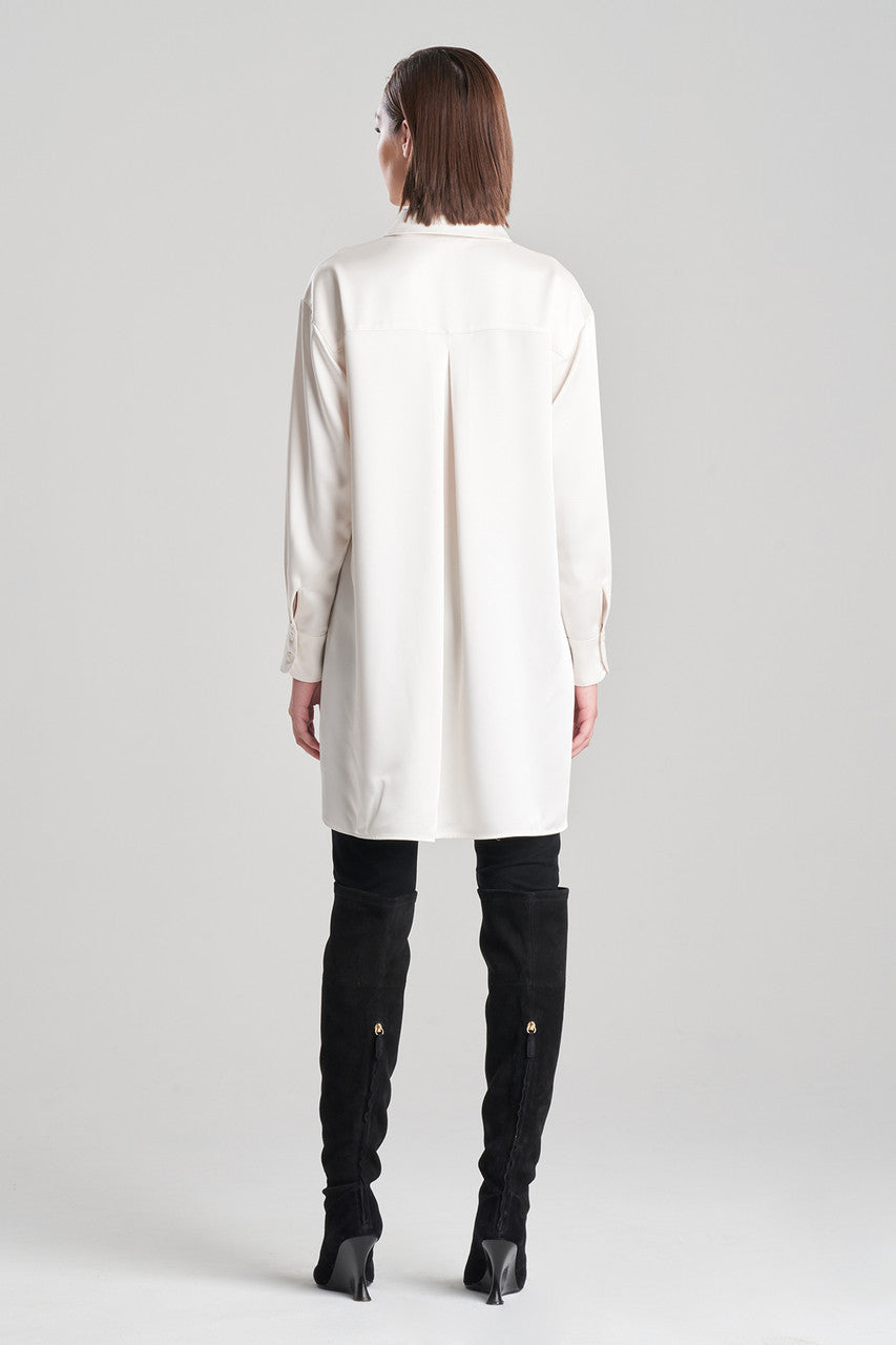 Buy Luxe Charmeuse Shirt in Warm White Online Warm White