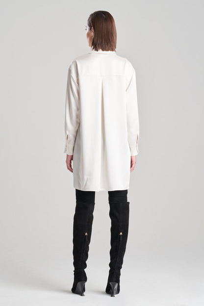 Buy Luxe Charmeuse Shirt in Warm White Online Warm White
