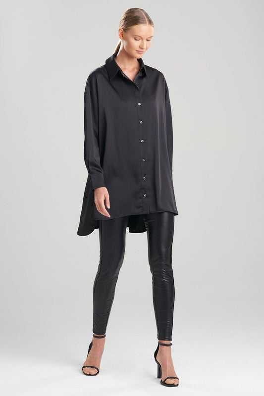 Buy Luxe Charmeuse Shirt in Black Online Black