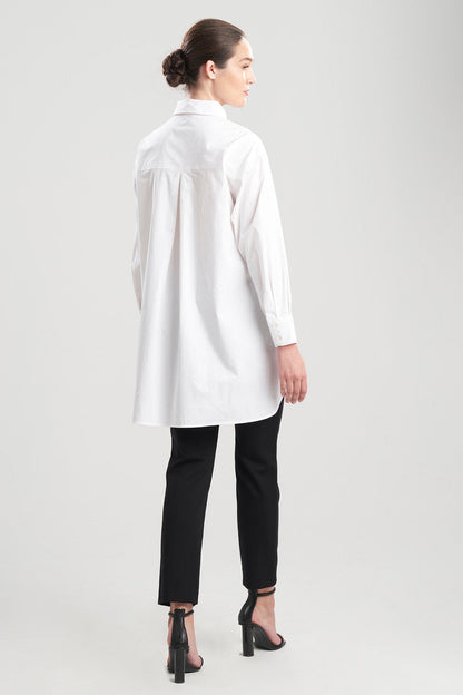 Buy Cotton Poplin Oversized Half Placket Shirt in White Online White