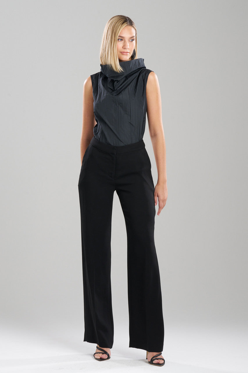 Buy Stretch Crepe Straight Leg Pants in Black Online Black