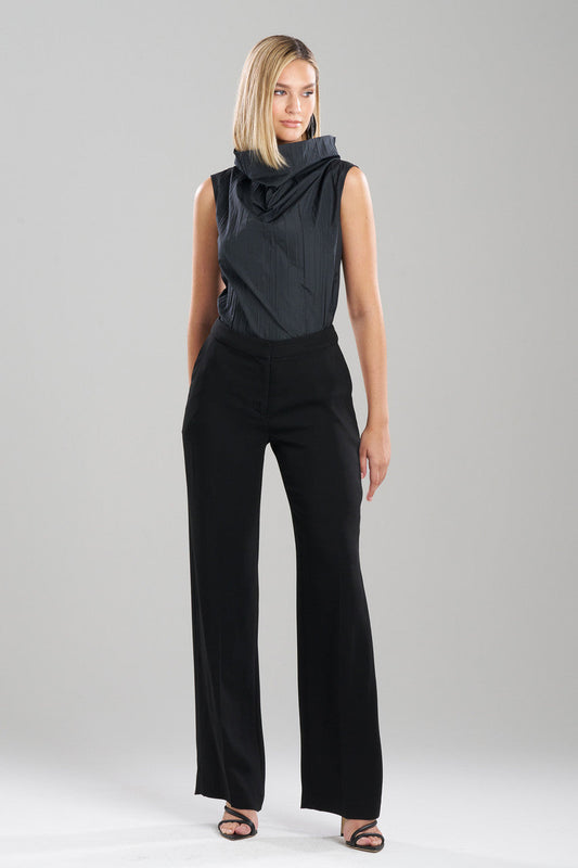 Buy Stretch Crepe Straight Leg Pants in Black Online Black