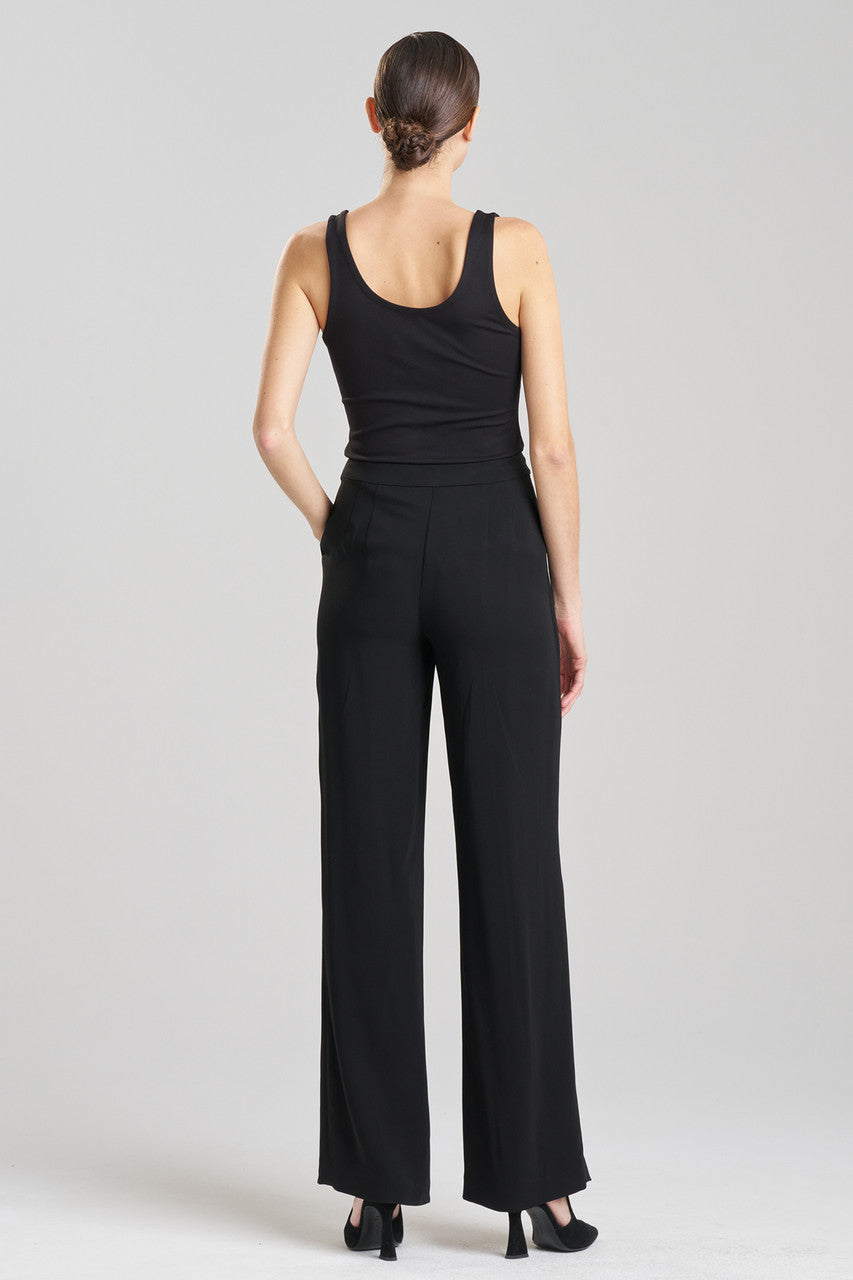Buy Stretch Crepe Straight Leg Pants in Black Online Black