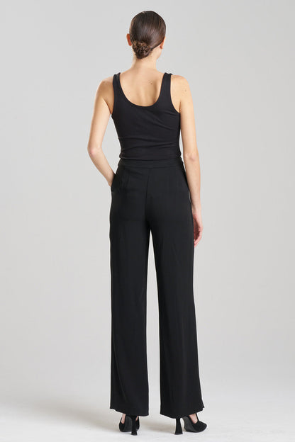 Buy Stretch Crepe Straight Leg Pants in Black Online Black