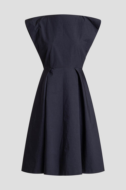 Tech Cotton Taffeta Fit & Flare Dress Black