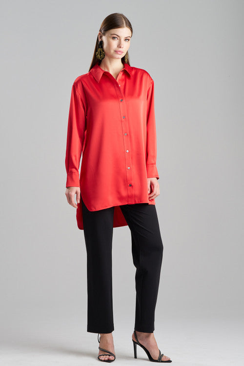 Buy Luxe Charmeuse Shirt in Red Online Red