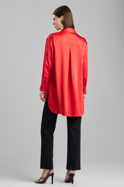 Buy Luxe Charmeuse Shirt in Red Online Red