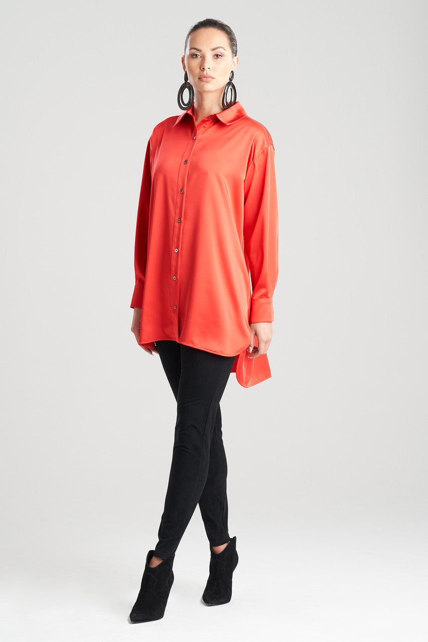 Buy Luxe Charmeuse Shirt in Red Online Red