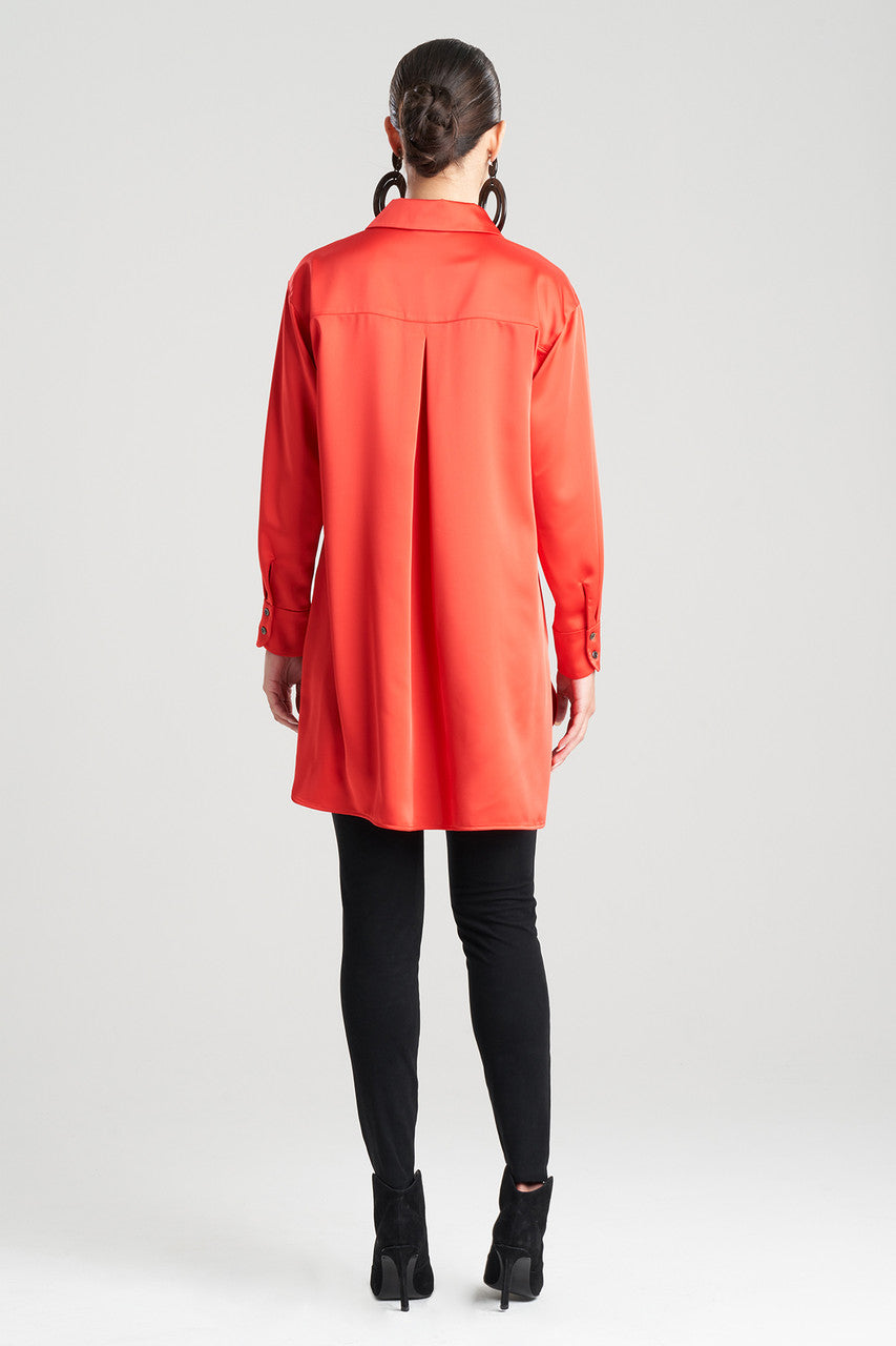 Buy Luxe Charmeuse Shirt in Red Online Red