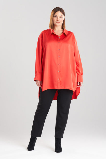 Buy Luxe Charmeuse Shirt in Red Online Red