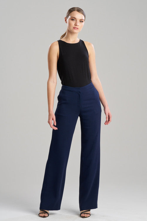 Buy Stretch Crepe Straight Leg Pants in Midnight Navy Online Midnight Navy