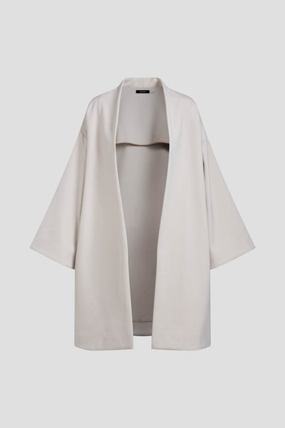 Techno Crepe Kimono Coat Pearl