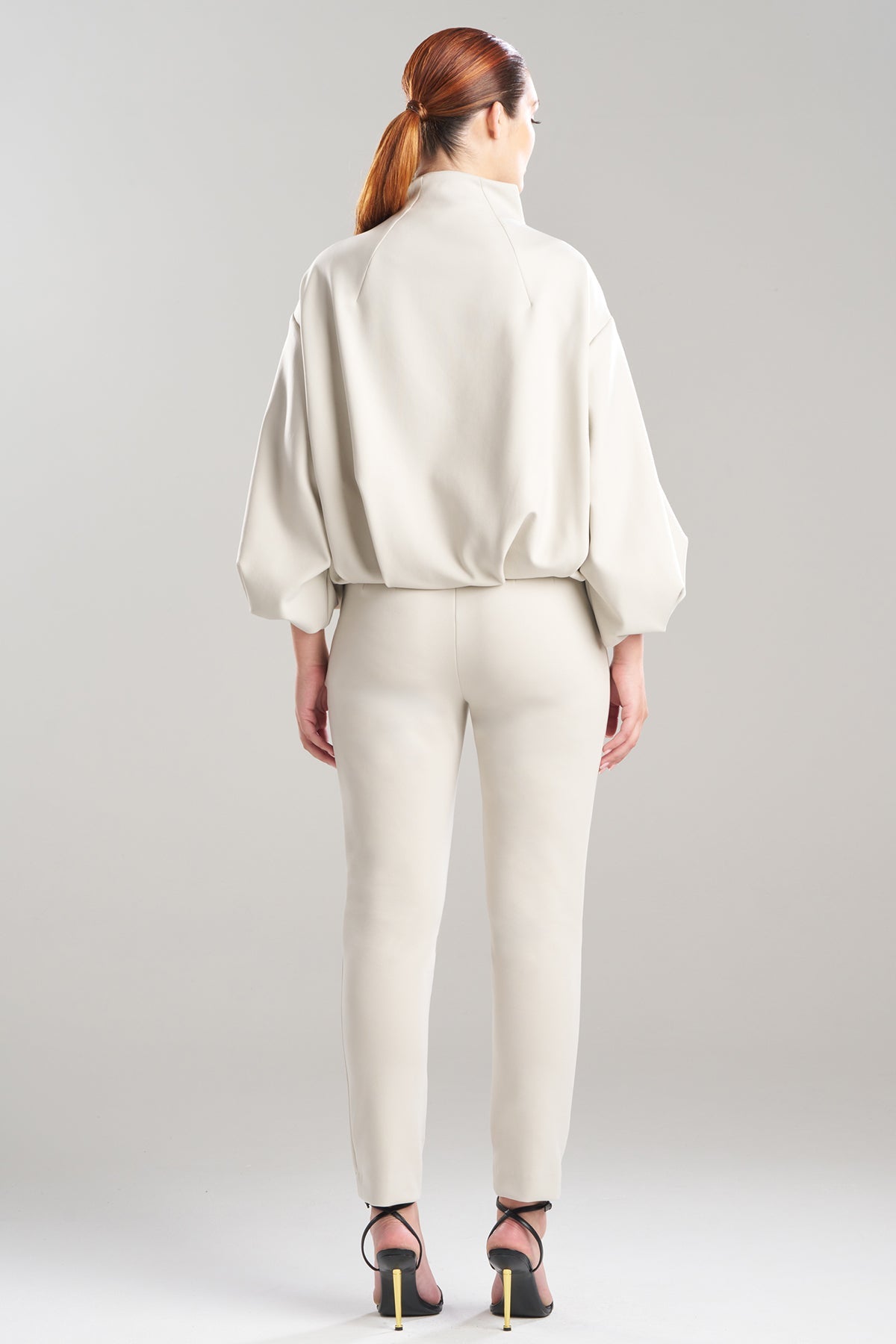 Techno Crepe Bomber Jacket Pearl