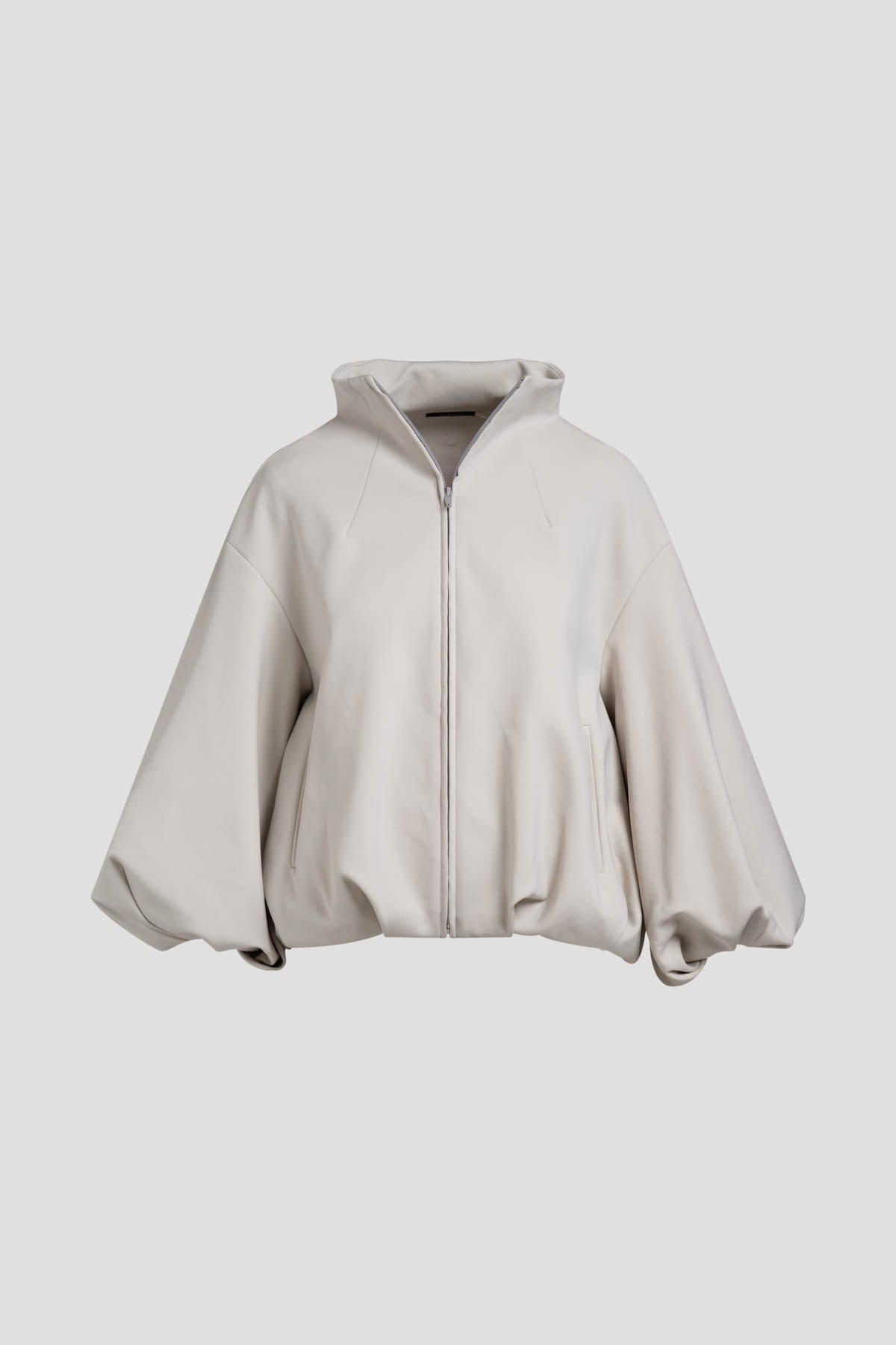 Techno Crepe Bomber Jacket Pearl