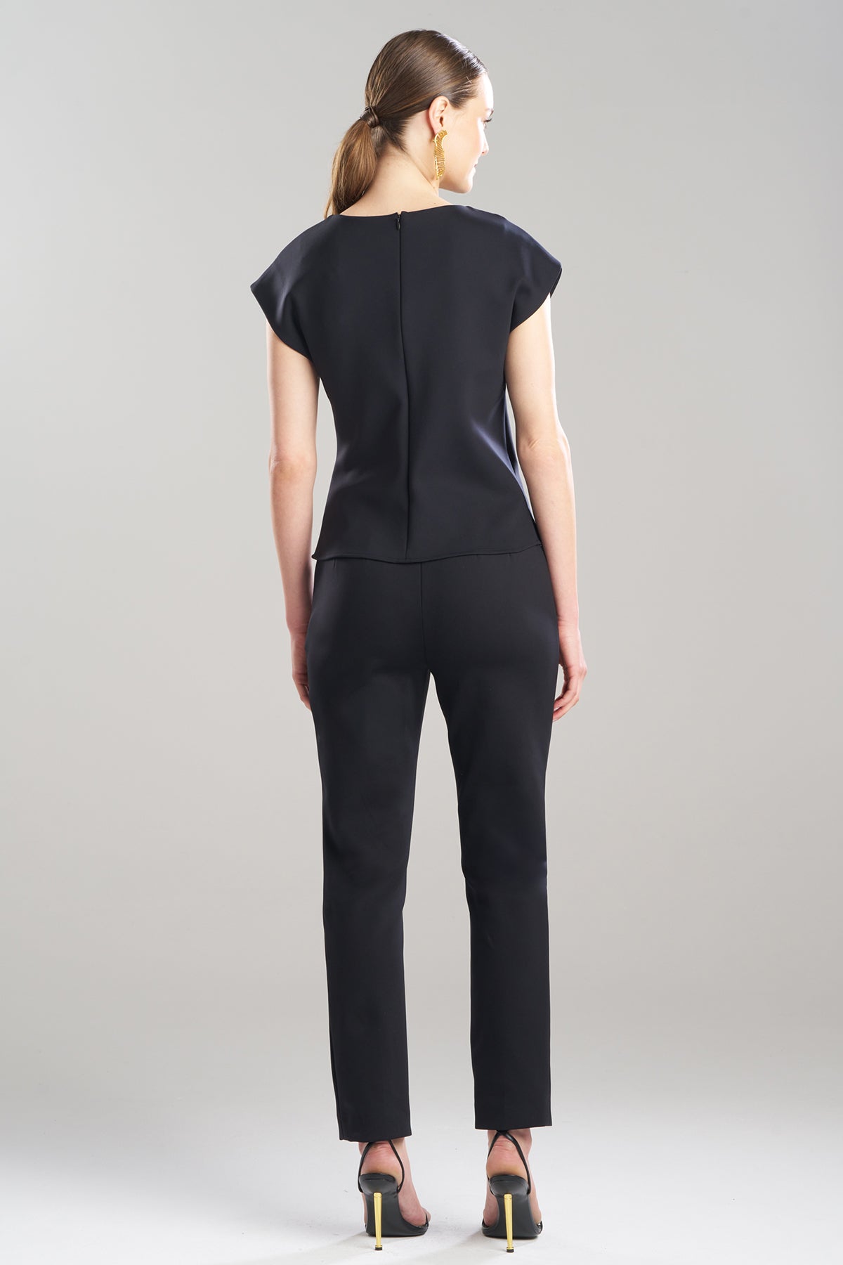 Techno Crepe Drape Neck Top Black
