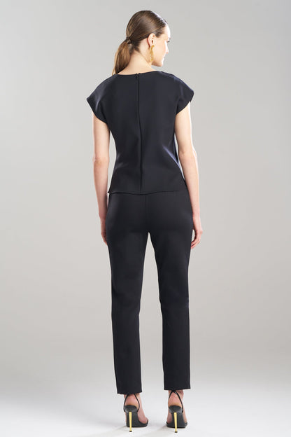Techno Crepe Drape Neck Top Black