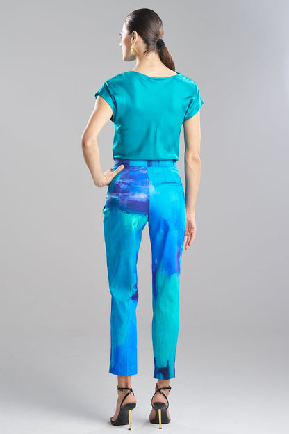 Brushstroke Cotton Chino Side Zip Pants Blue