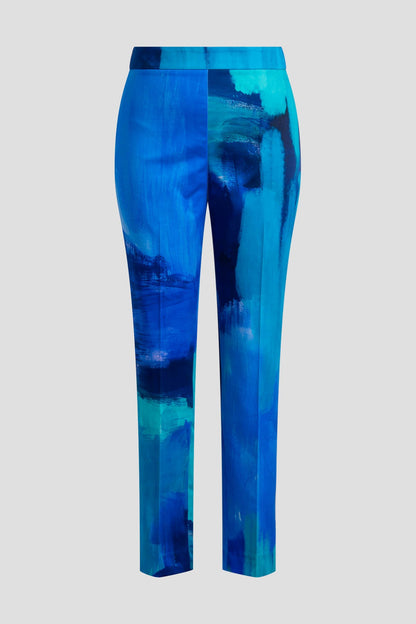 Brushstroke Cotton Chino Side Zip Pants Blue