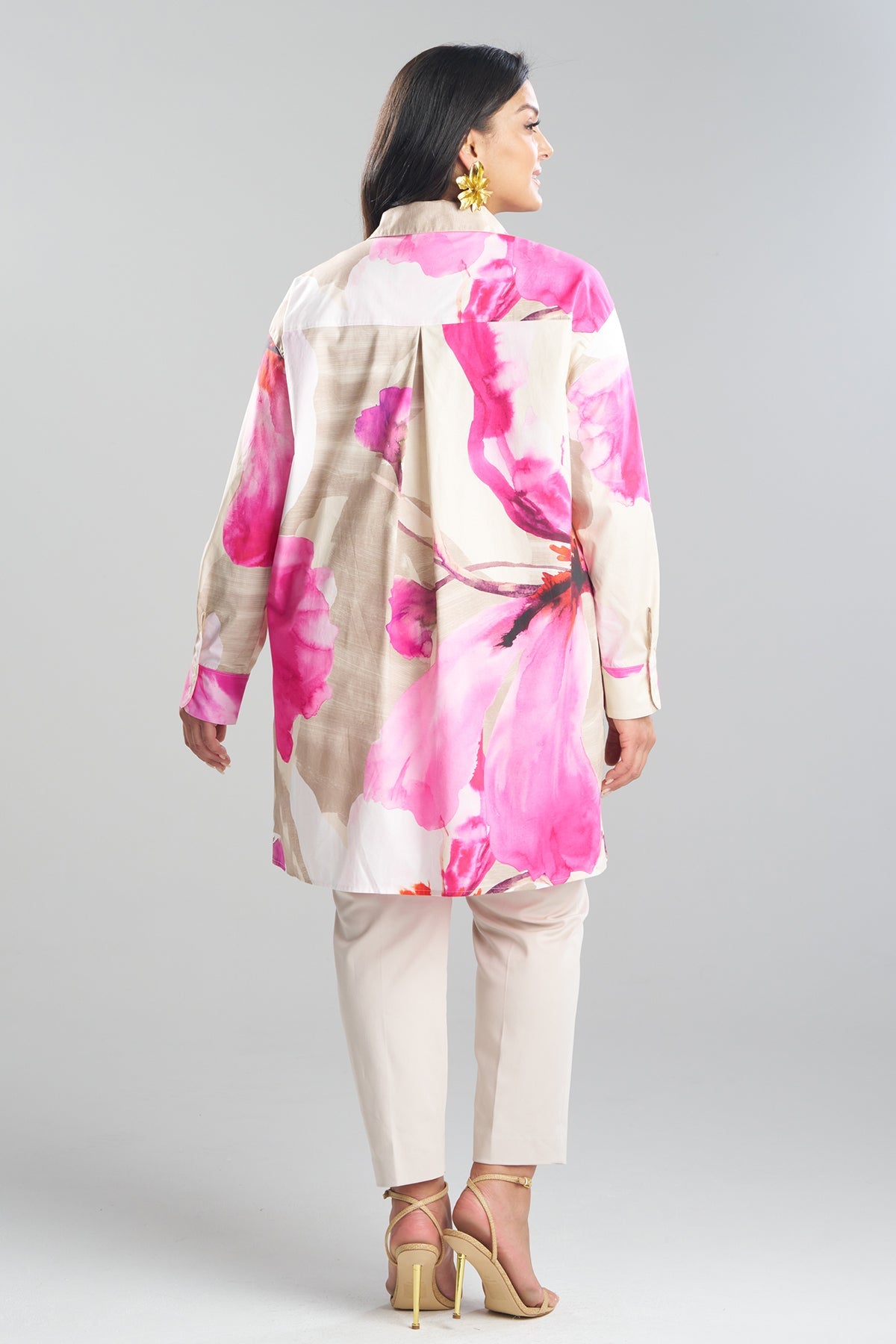Orchid Cotton Poplin Oversized Button Down Shirt Fresh Pink