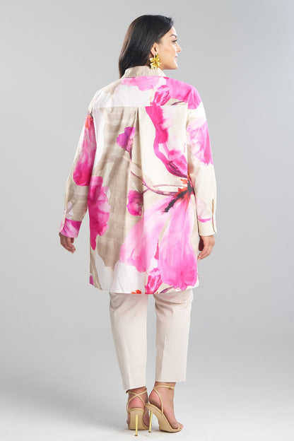 Orchid Cotton Poplin Oversized Button Down Shirt Fresh Pink