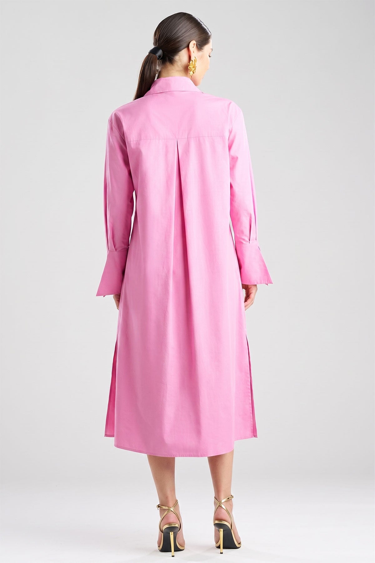 Tech Cotton Taffeta Tunnel Belted Trapeze Dress Fresh Pink