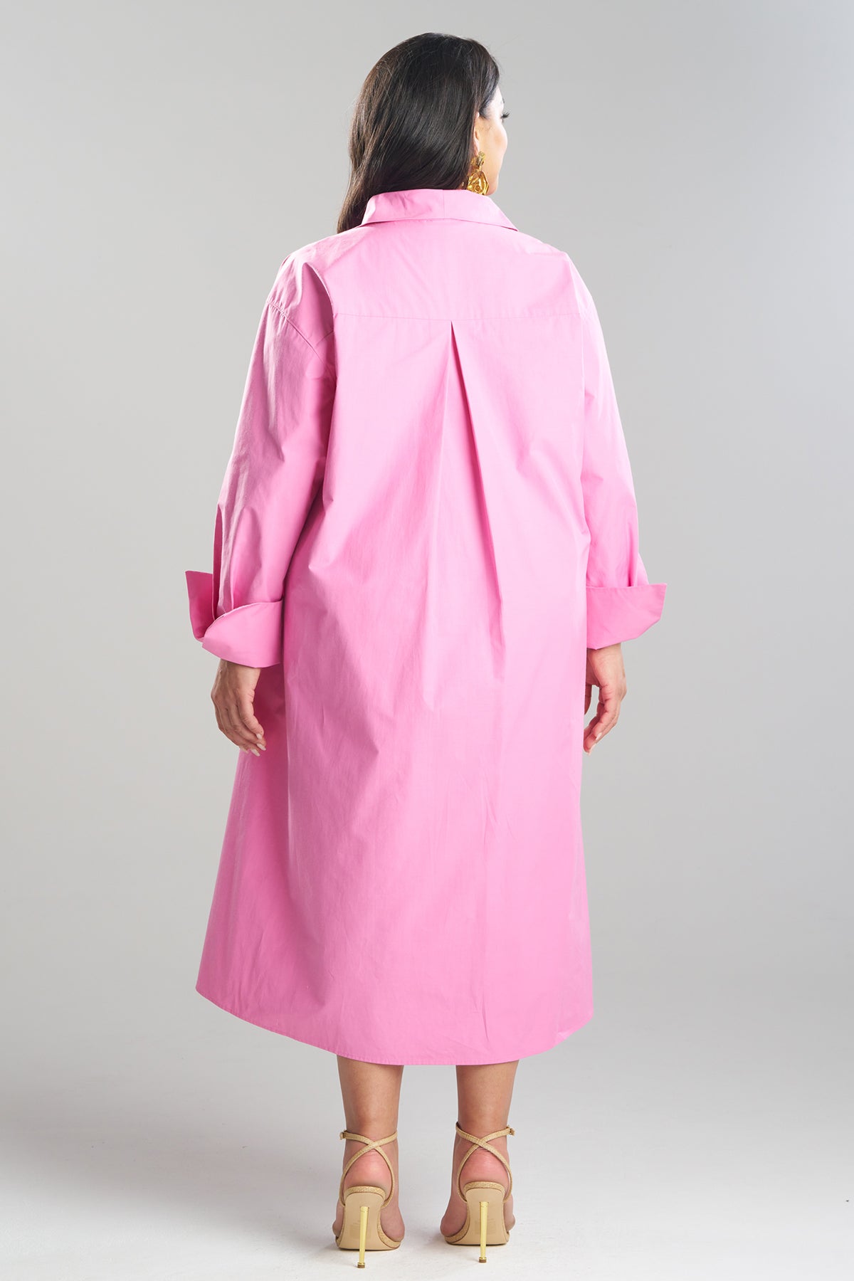 Tech Cotton Taffeta Tunnel Belted Trapeze Dress Fresh Pink