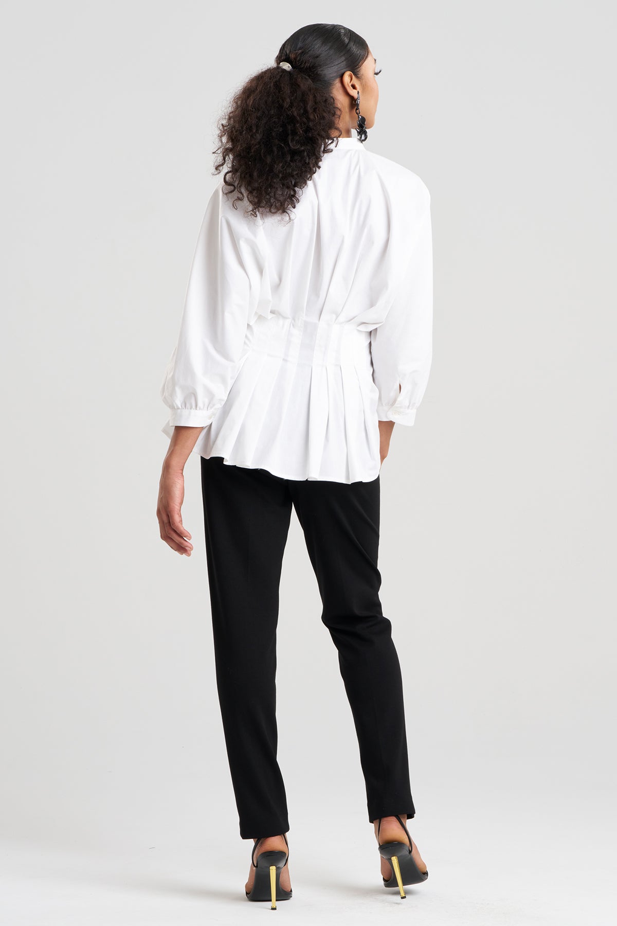 Cotton Poplin Pleated Shirt White