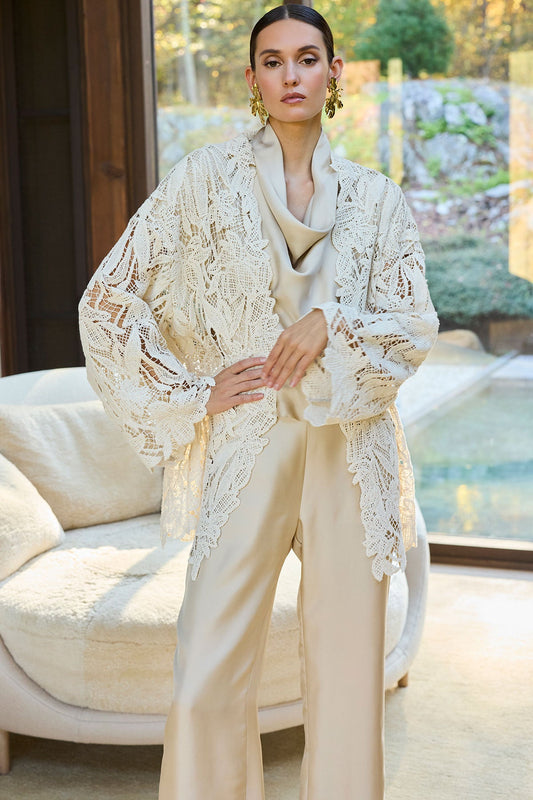 Crochet Lace Cotton Jacket Parchment