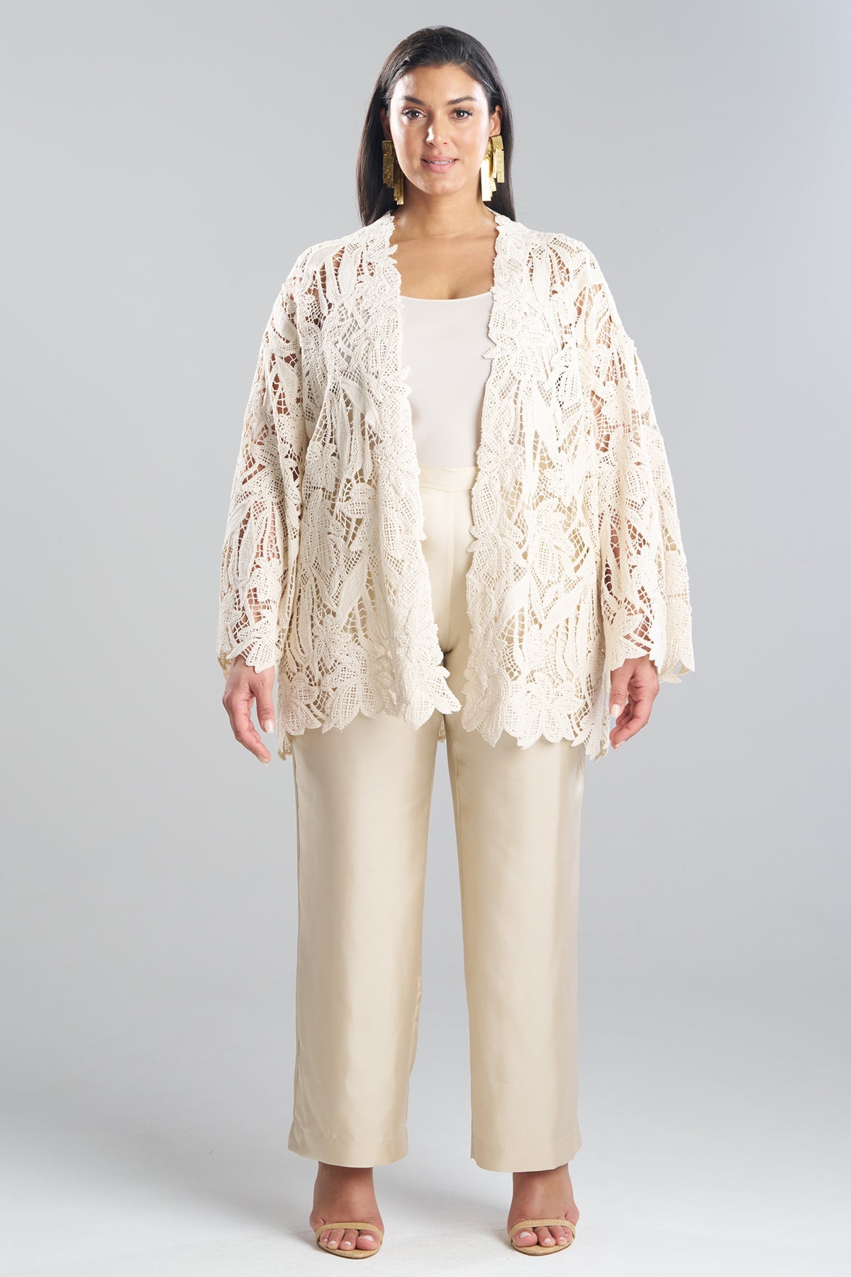 Crochet Lace Cotton Jacket Parchment