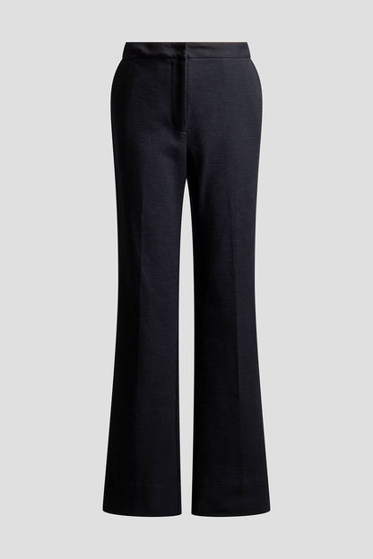 Stretch Basketweave Cotton Flare Leg Zip Pants Black