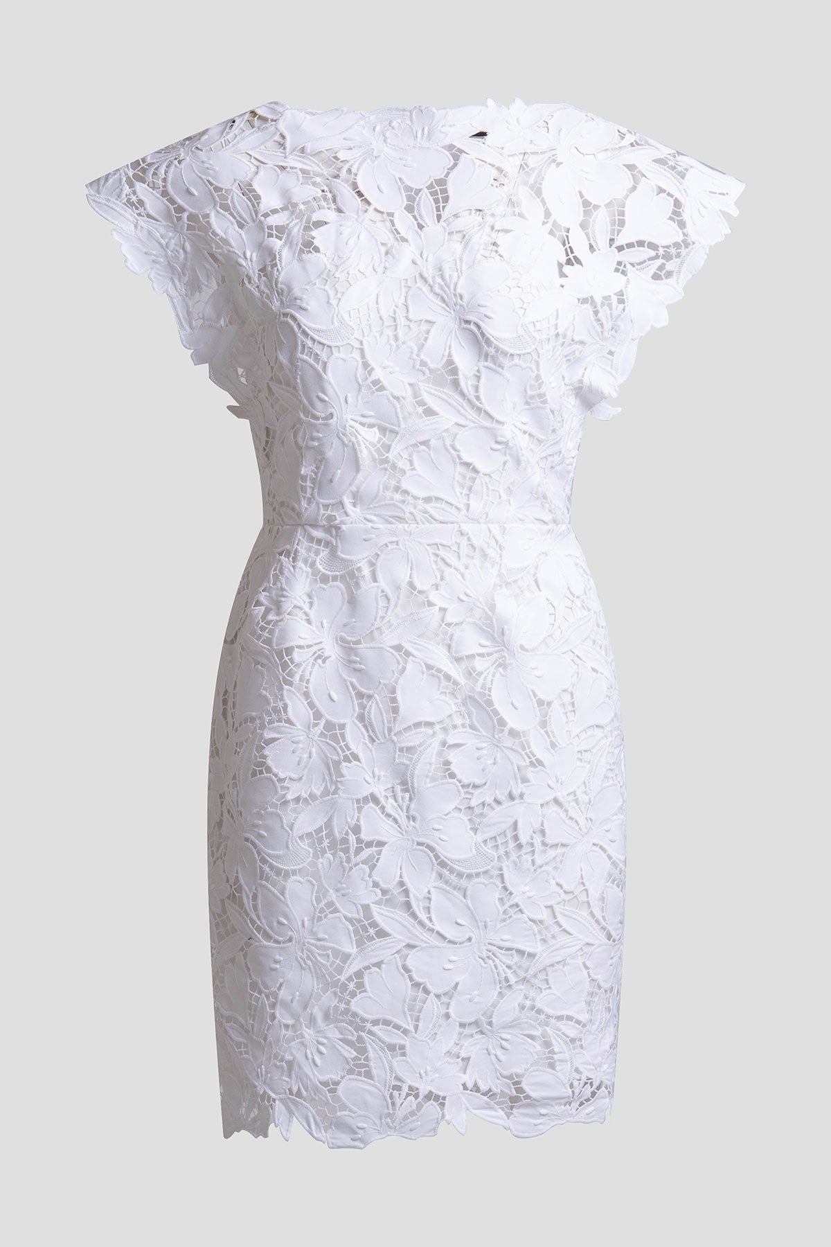 Peony Floral Lace Mini Dress White