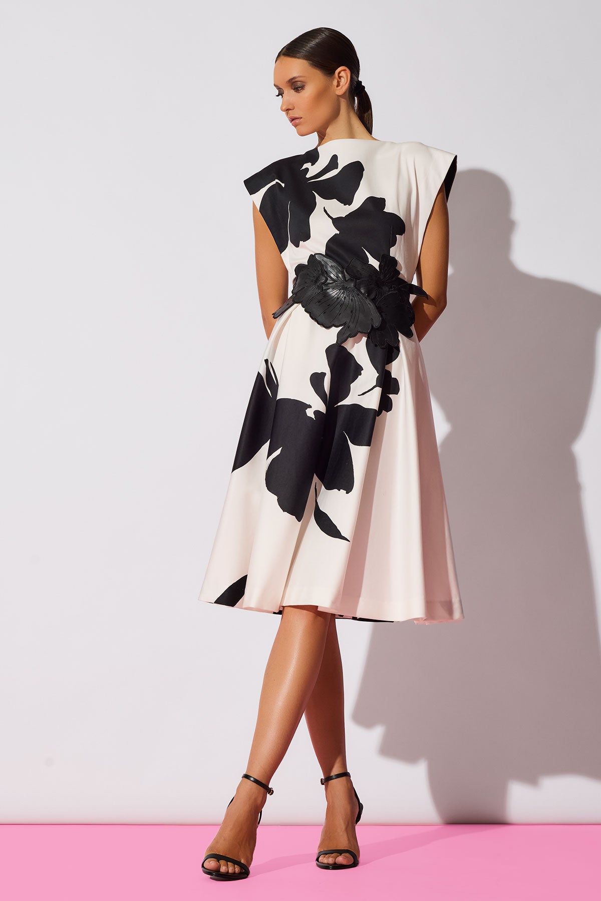 Peony Cotton Chino Fit & Flare Dress Warm White