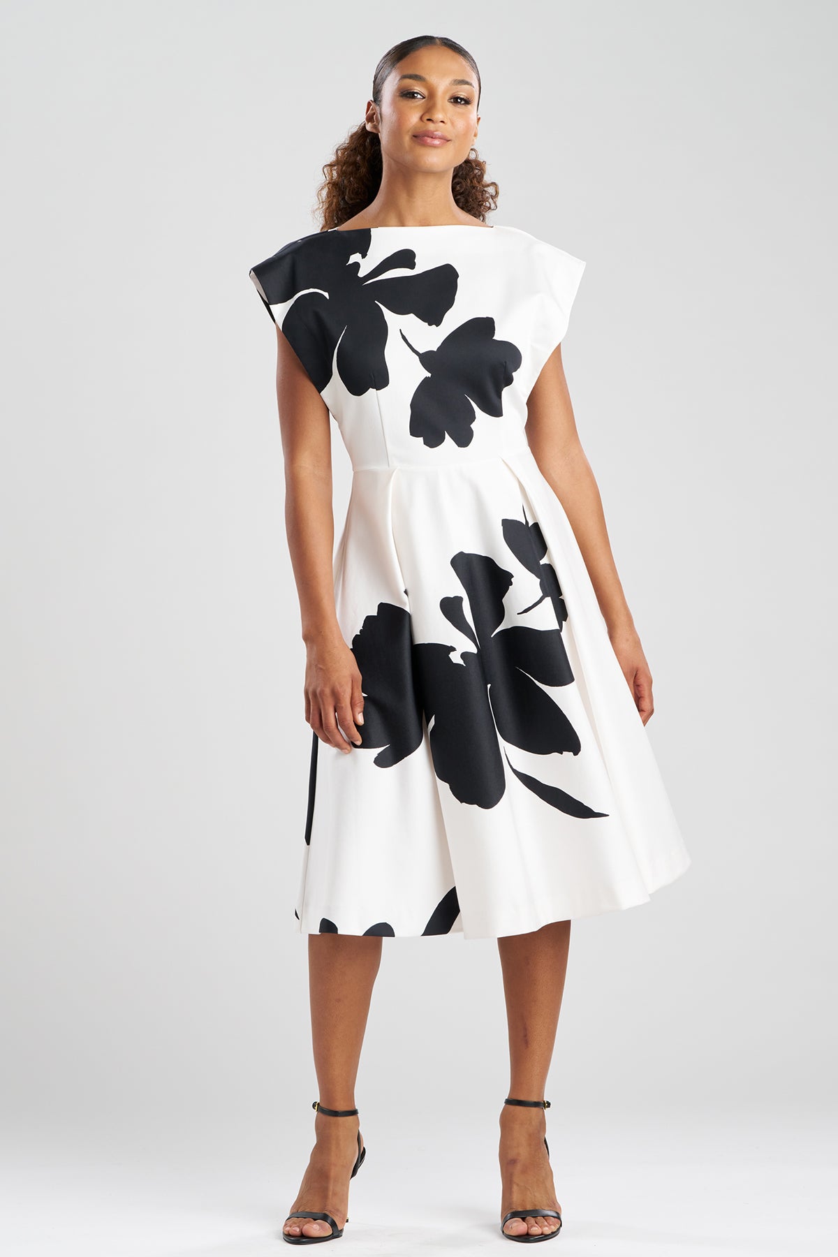Peony Cotton Chino Fit & Flare Dress Warm White