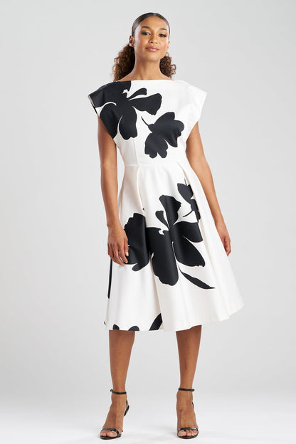 Peony Cotton Chino Fit & Flare Dress Warm White