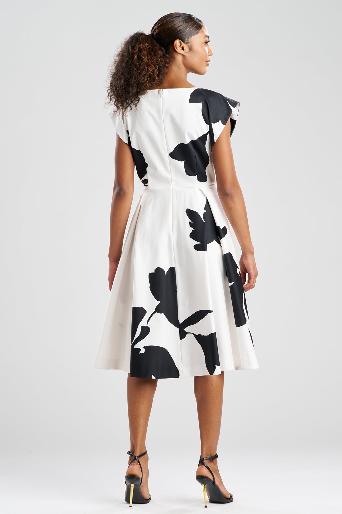 Peony Cotton Chino Fit & Flare Dress Warm White