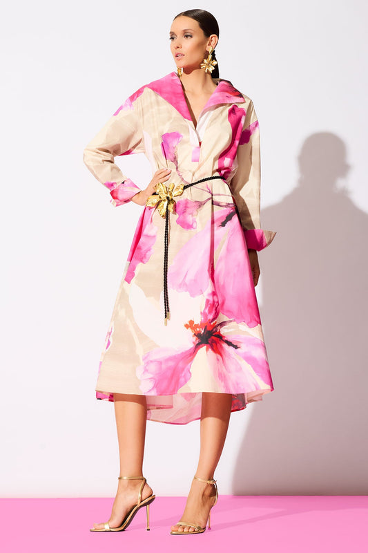 Orchid Cotton Poplin Oversized Pull Over Shirtdress Fresh Pink