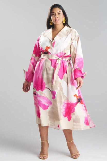 Orchid Cotton Poplin Oversized Pull Over Shirtdress Fresh Pink