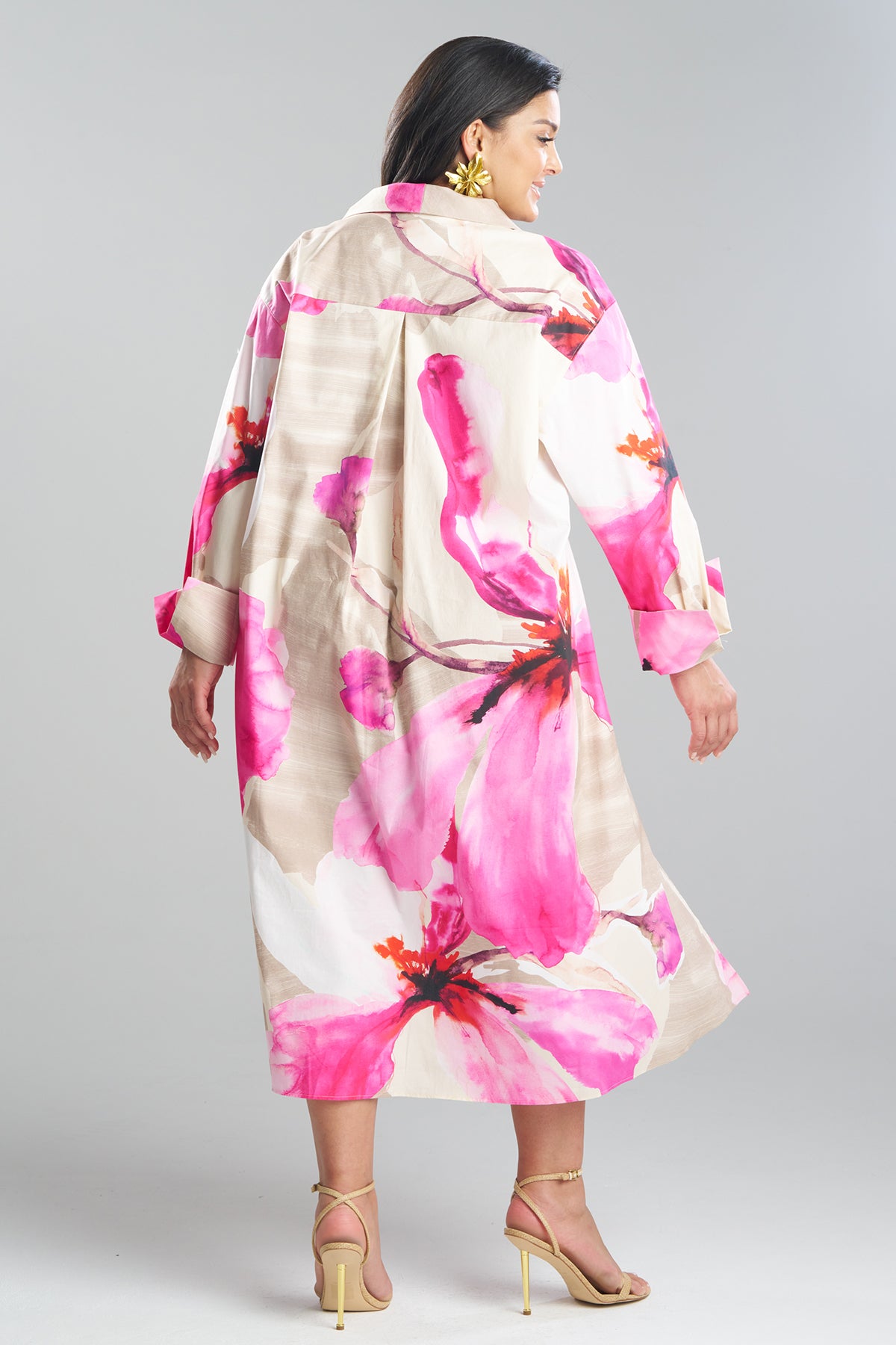 Orchid Cotton Poplin Oversized Pull Over Shirtdress Fresh Pink