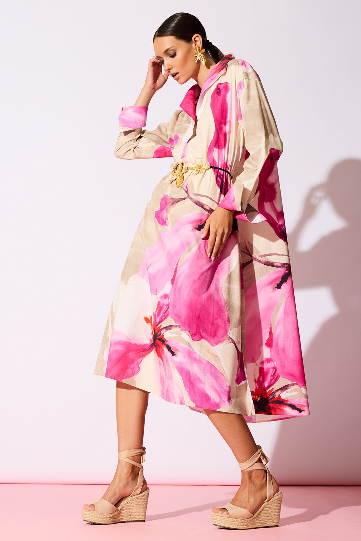 Orchid Cotton Poplin Oversized Pull Over Shirtdress Fresh Pink