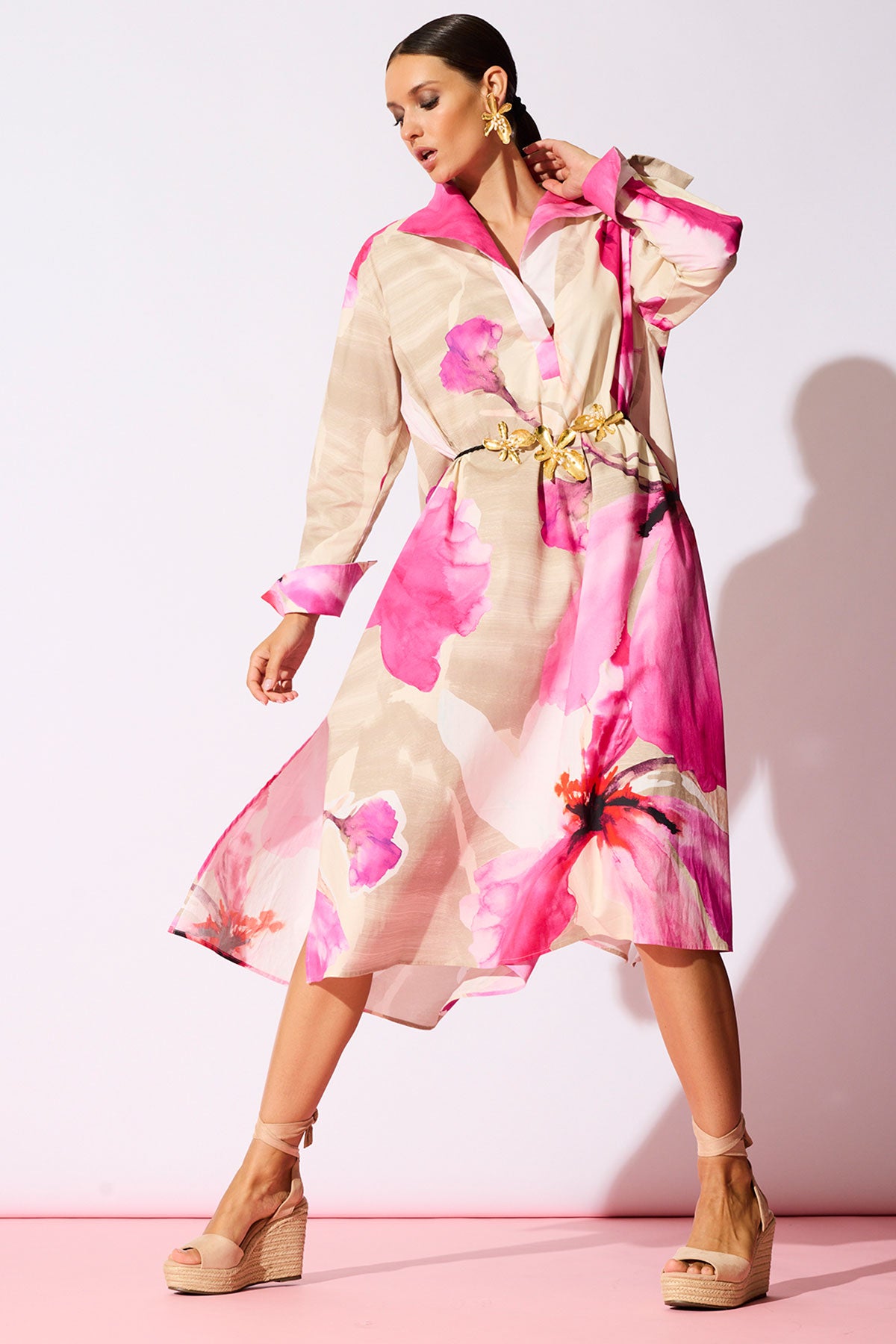 Orchid Cotton Poplin Oversized Pull Over Shirtdress Fresh Pink
