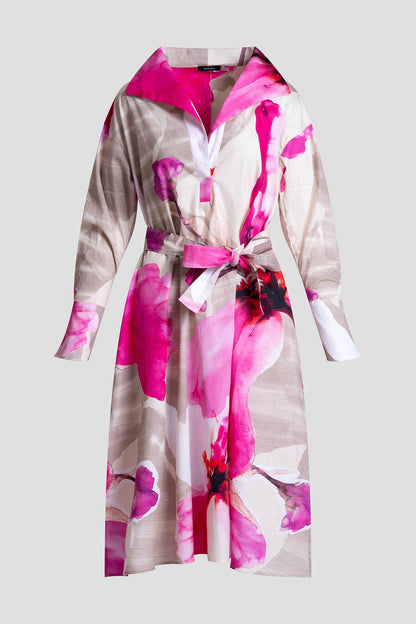 Orchid Cotton Poplin Oversized Pull Over Shirtdress Fresh Pink
