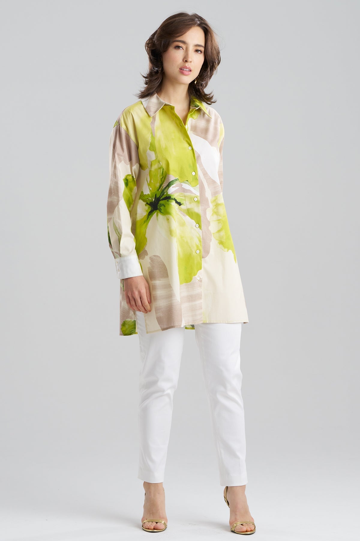 Orchid Cotton Poplin Oversized Button Down Shirt Chartreuse