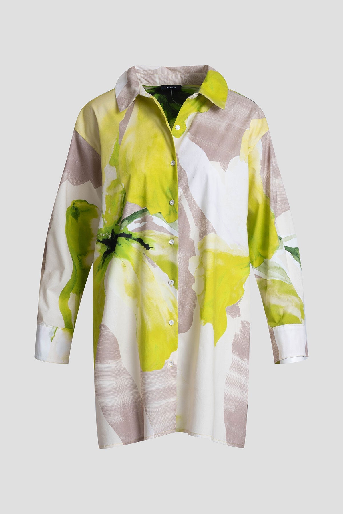 Orchid Cotton Poplin Oversized Button Down Shirt Chartreuse