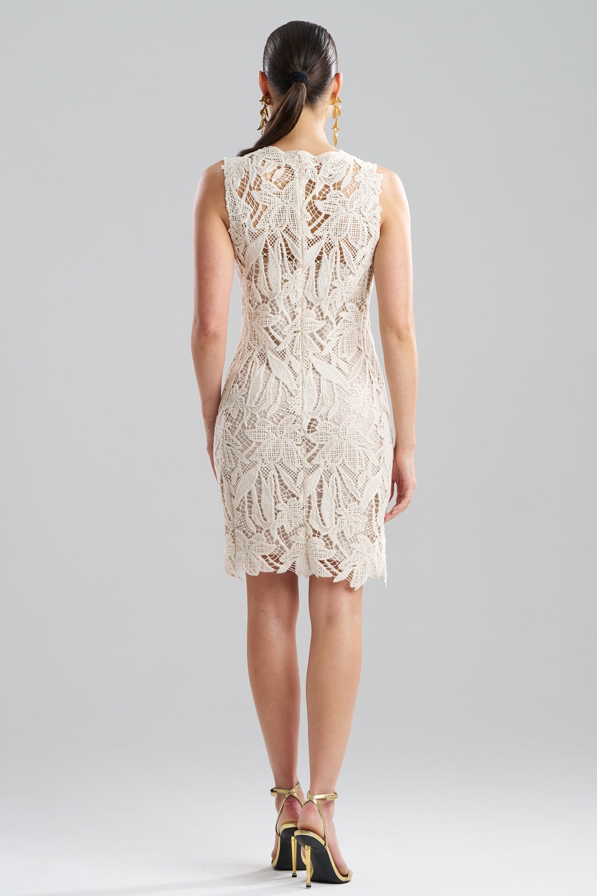 Crochet Lace Cotton Sheath Dress Parchment