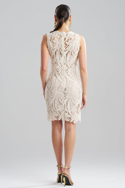 Crochet Lace Cotton Sheath Dress Parchment