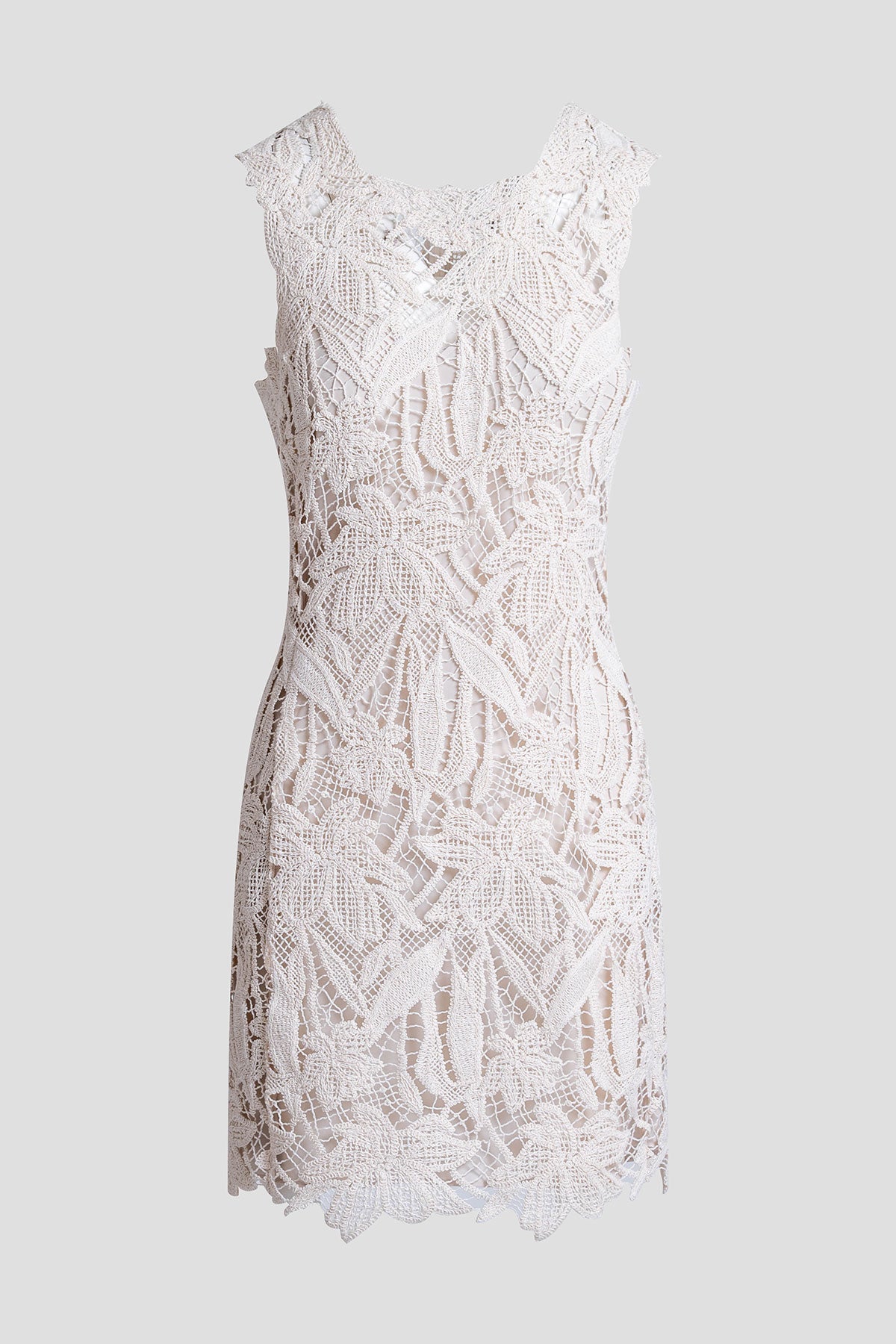 Crochet Lace Cotton Sheath Dress Parchment