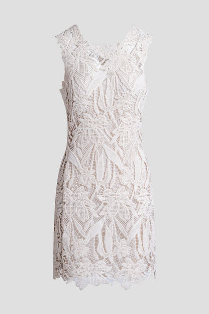 Crochet Lace Cotton Sheath Dress Parchment